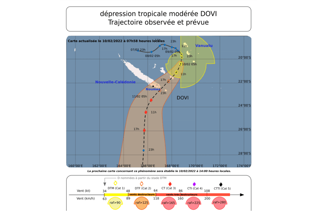 Dovi devrait atteindre le stade de dépression tropicale forte dans l’après-midi