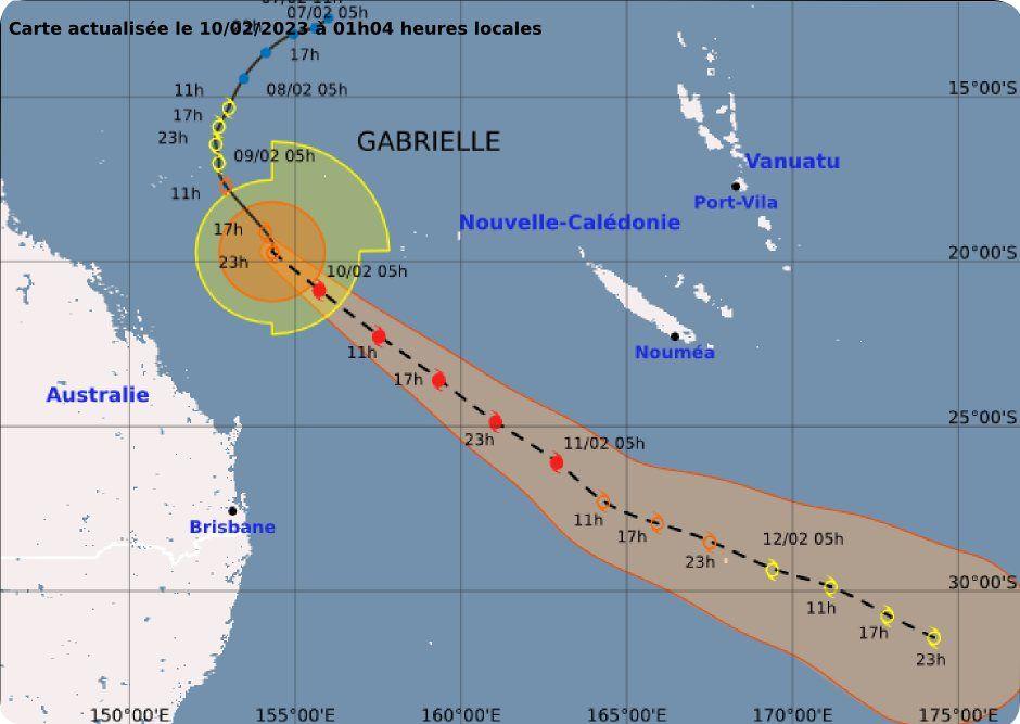 Gabrielle toujours en approche de la Nouvelle-Calédonie